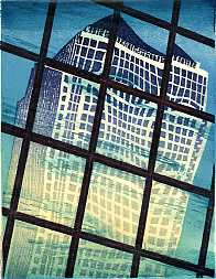 Canary Wharf linocut London