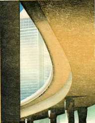 Canary Wharf linocut London