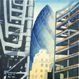 The Gherkin linocut London