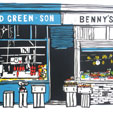 London shopfront linocut