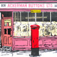 London shopfront linocut 