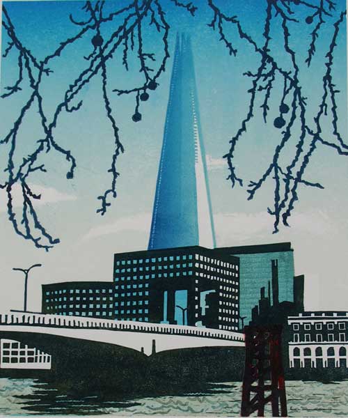  The Shard linocut London