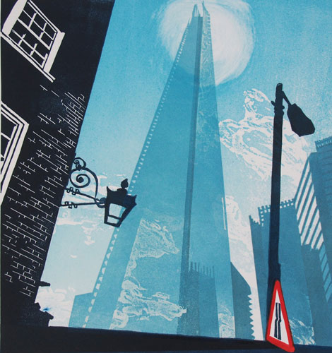  The Shard linocut London