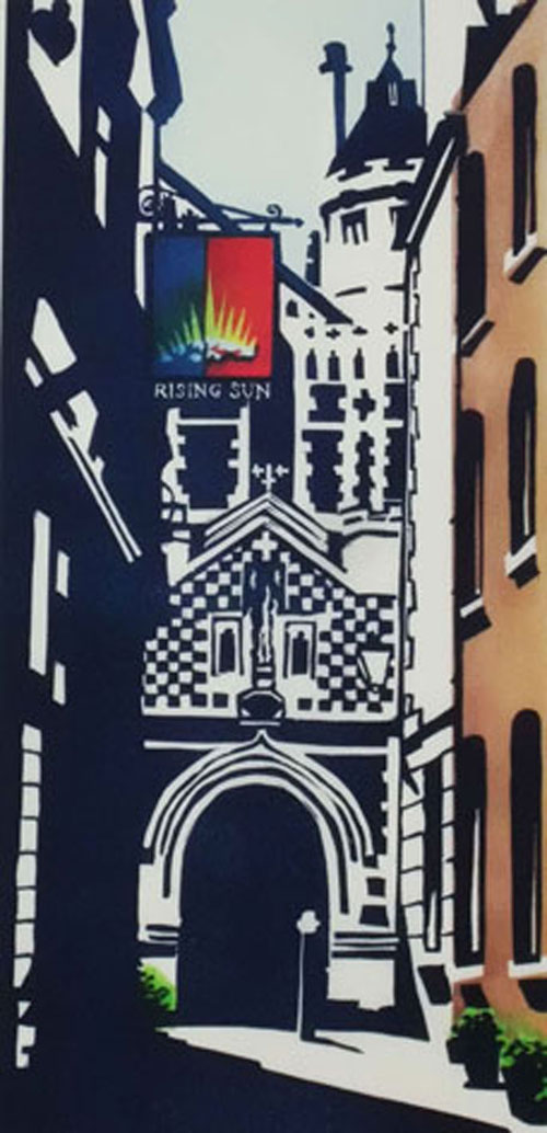 The Gherkin linocut London