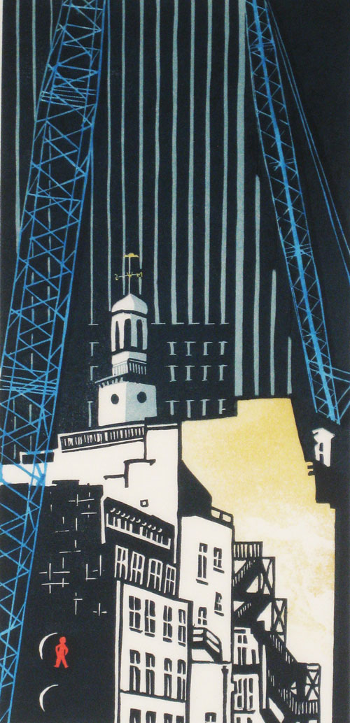 The Gherkin linocut London